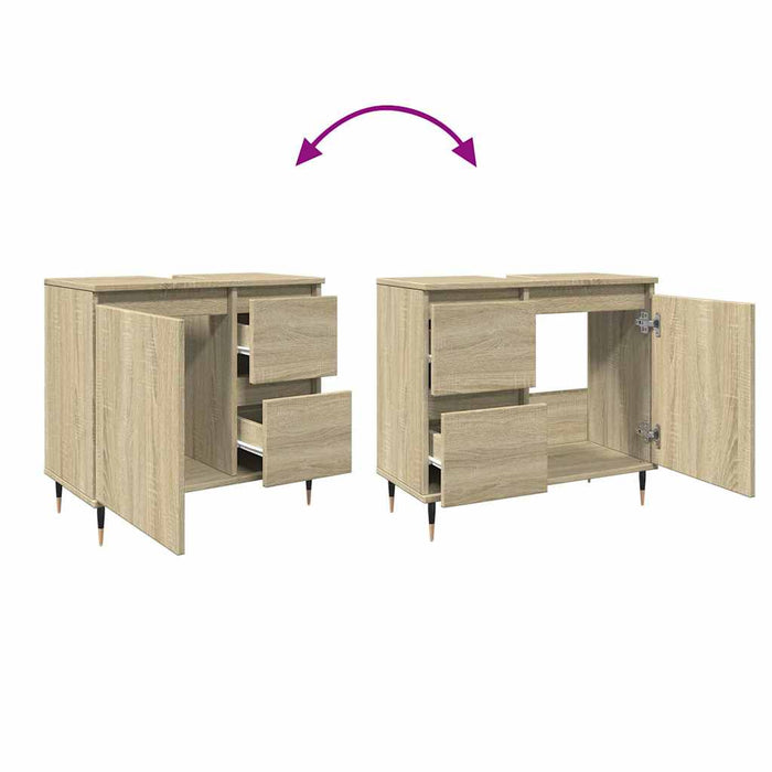 vidaXL Mobile Lavabo da Bagno Rovere Sonoma 65x33x60 cm in Truciolato