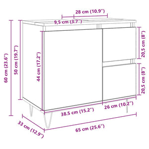 vidaXL Armadietto da Bagno Rovere Sonoma 65x33x60 cm Legno Multistrato