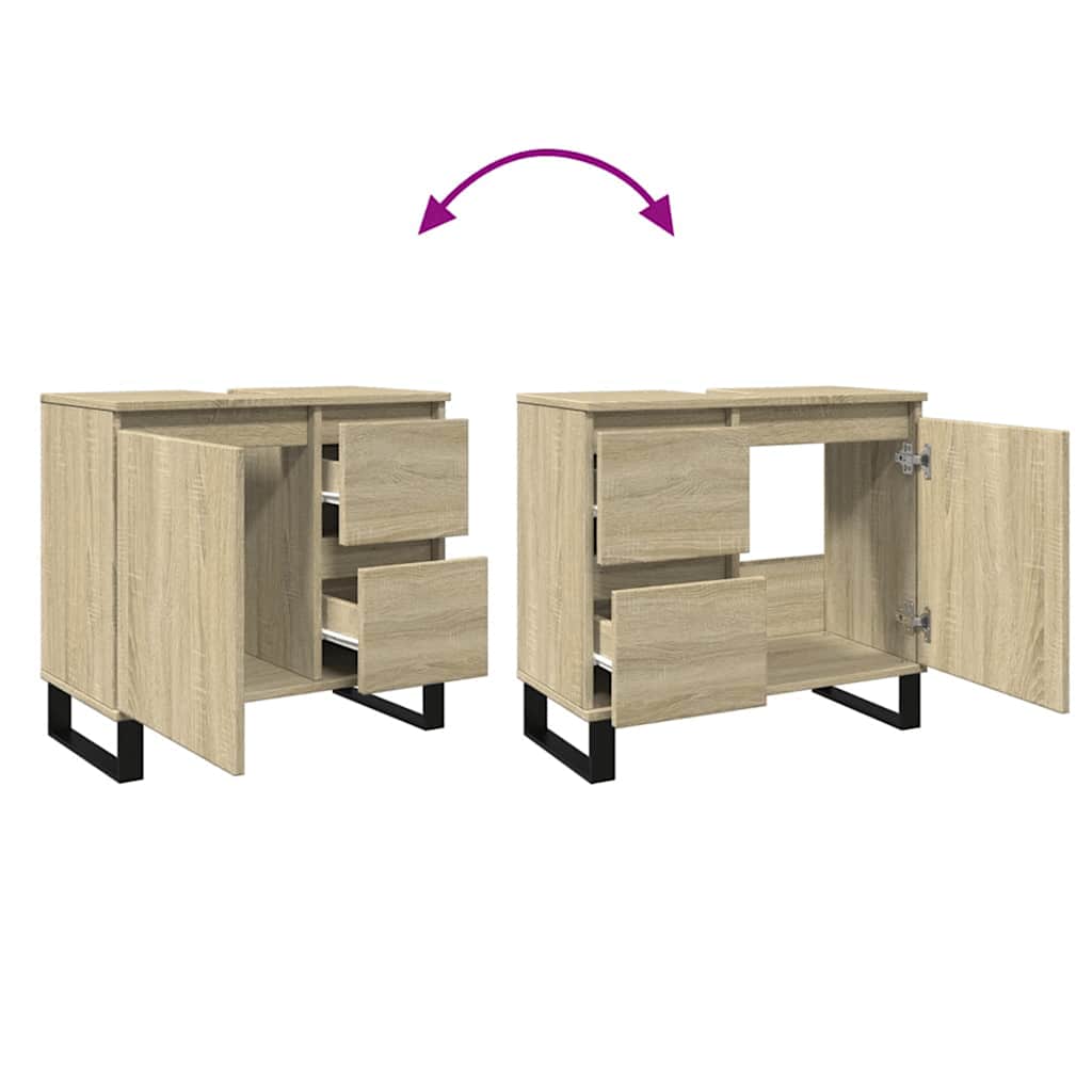 Armadietto da Bagno Rovere Sonoma 65x33x60 cm Legno Multistrato