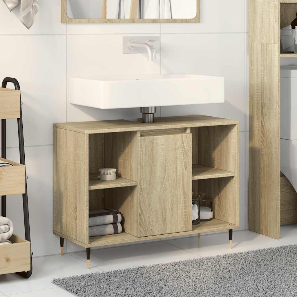 Mobile da Bagno Rovere Sonoma 80x33x60 cm in Legno Multistrato 849679