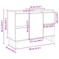 Mobile da Bagno Rovere Sonoma 80x33x60 cm in Legno Multistrato 849684