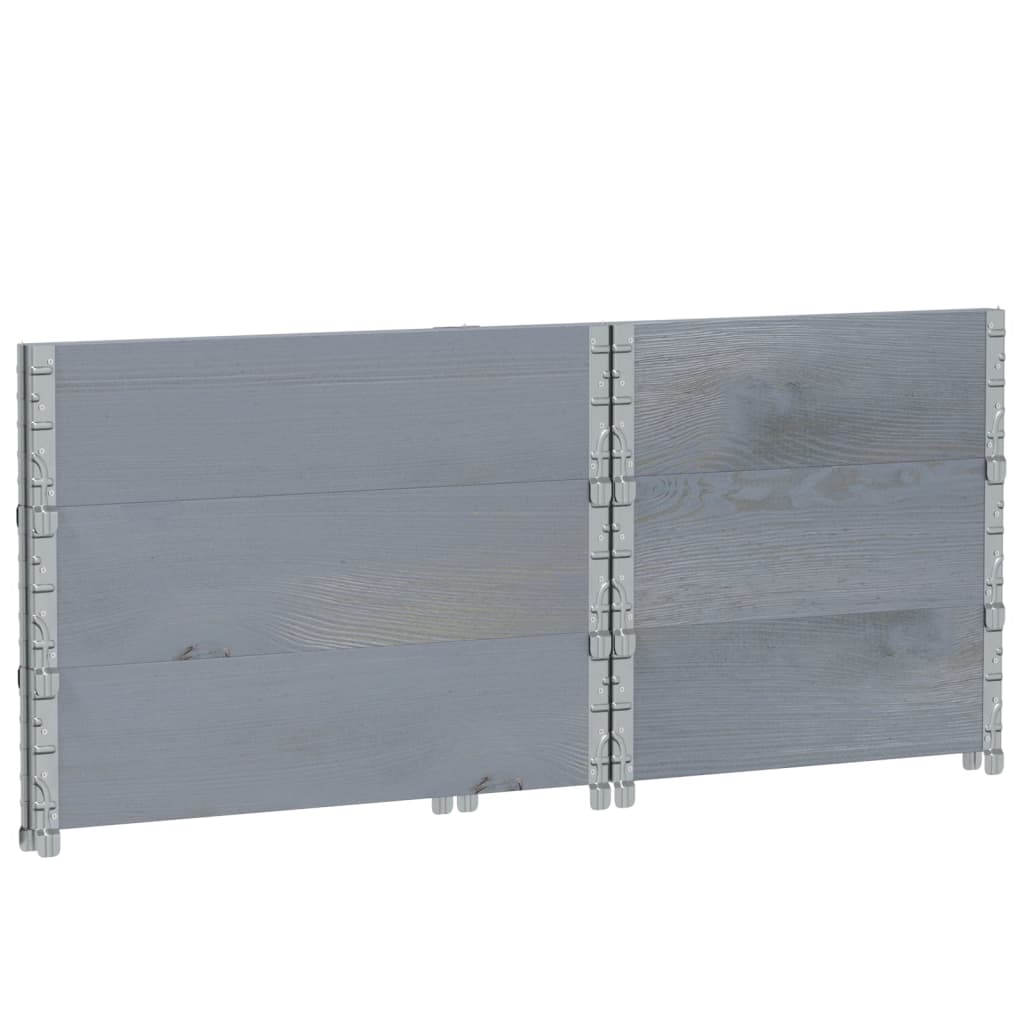 Paretali per Pallet 3pz Grigi 80x60cm in Legno Massello di Pino