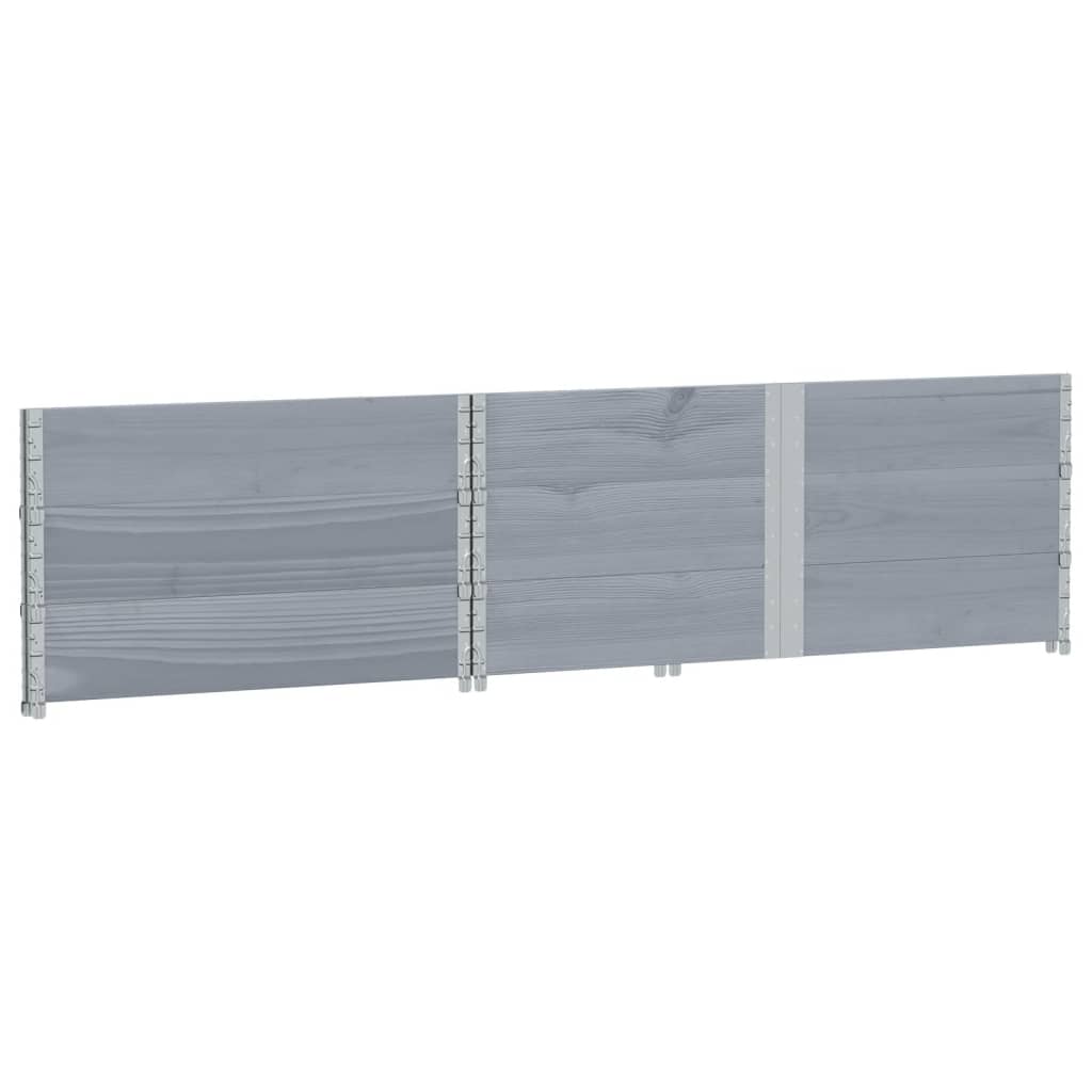 Paretali per Pallet 3pz Grigi 150x100cm Legno Massello di Pino 3295384