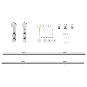 Kit Binari Porta Scorrevole 200 cm Acciaio Inossidabile Argento