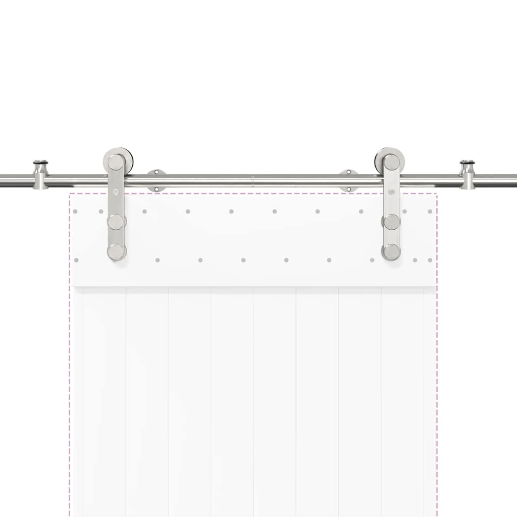 Kit Binari Porta Scorrevole 200 cm Acciaio Inossidabile Argento