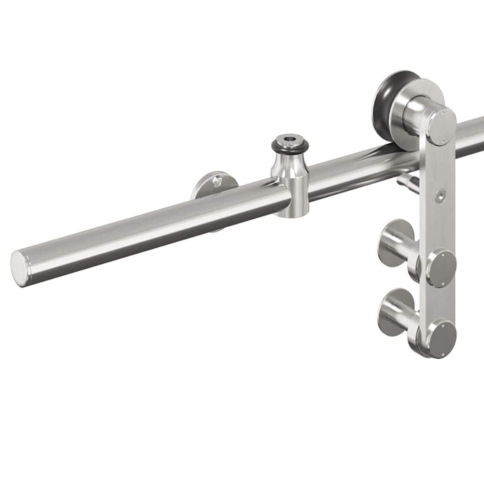 Kit Binari Porta Scorrevole 200 cm Acciaio Inossidabile Argento