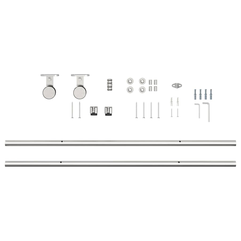 Kit Binari Porta Scorrevole 200 cm Acciaio Inossidabile Argento 4009698