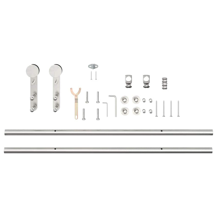 Kit Binari Porta Scorrevole 183 cm Acciaio Inossidabile Argento 4009700