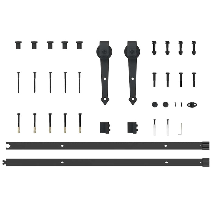 Kit di Binari per Porte Scorrevoli 213,5 cm Acciaio Nero