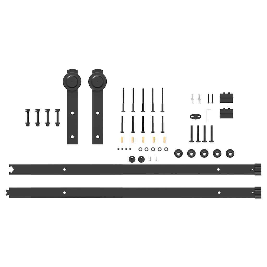 Kit di Binari per Porte Scorrevoli 213,5 cm Acciaio Nero 4009715