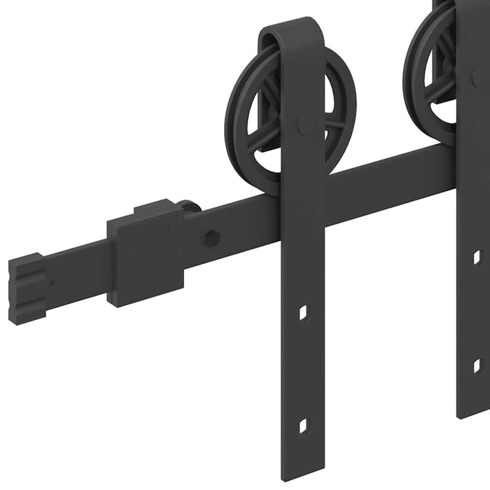 Kit di Binari per Porte Scorrevoli 200 cm Acciaio Nero