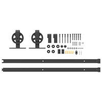 Kit di Binari per Porte Scorrevoli 200 cm Acciaio Nero 4009729