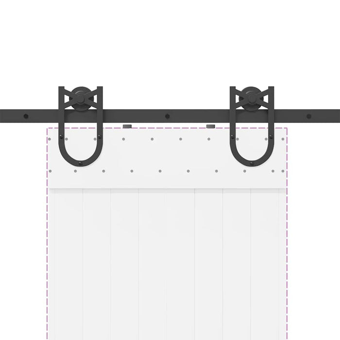 Kit di Binari per Porte Scorrevoli 200 cm Acciaio Nero