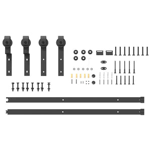 Kit di Binari per Porte Scorrevoli 200 cm Acciaio Nero 4009737