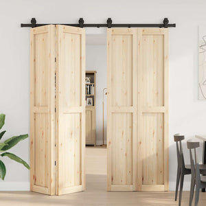 vidaXL Kit di Binari per Porte Scorrevoli 200 cm Acciaio Nero