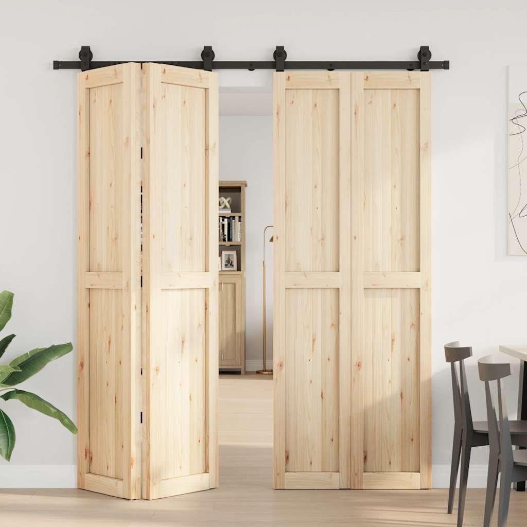 Kit di Binari per Porte Scorrevoli 200 cm Acciaio Nero 4009741