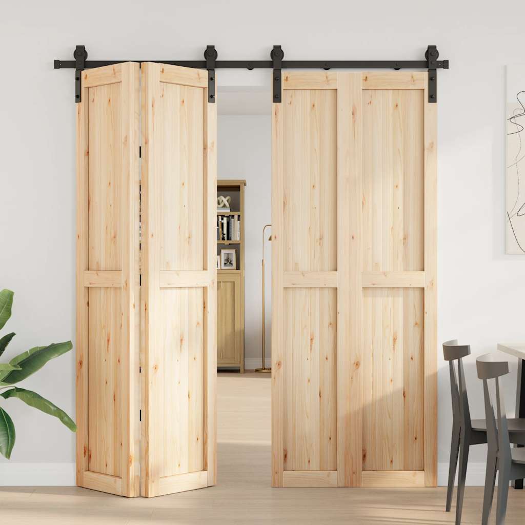 Kit di Binari per Porte Scorrevoli 200 cm Acciaio Nero 4009745