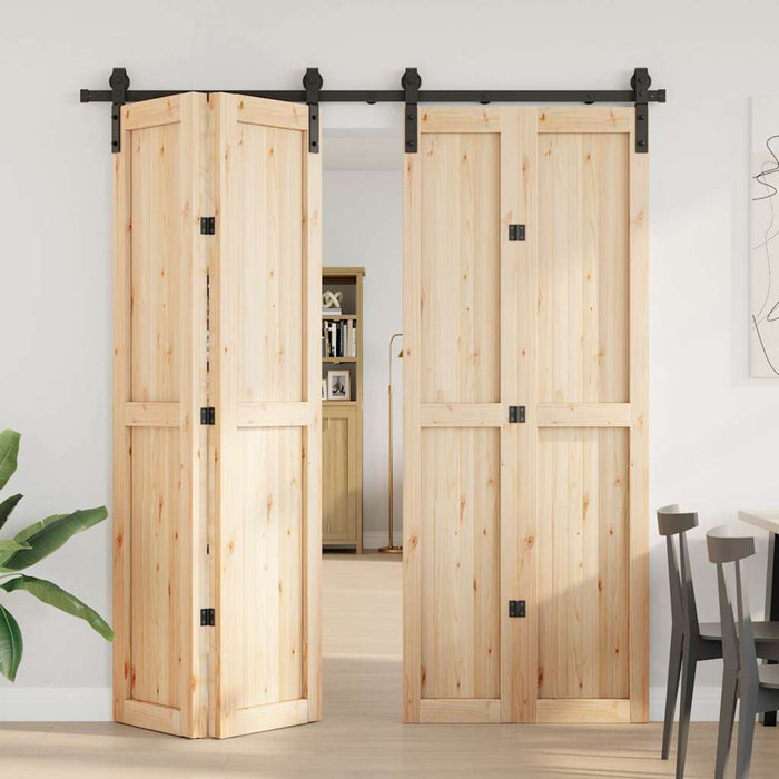 Kit di Binari per Porte Scorrevoli 200 cm Acciaio Nero