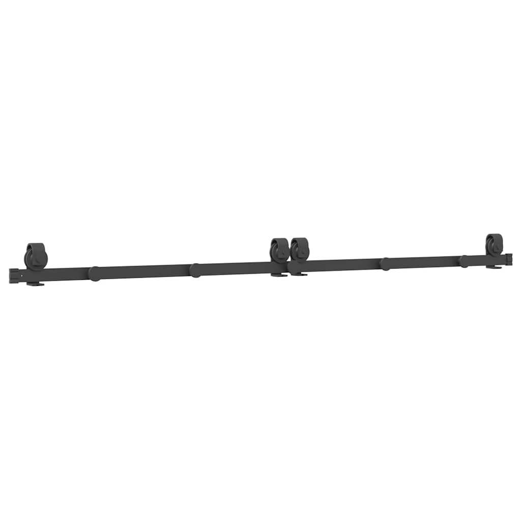 Kit di Binari per Porte Scorrevoli 200 cm Acciaio Nero 4009745