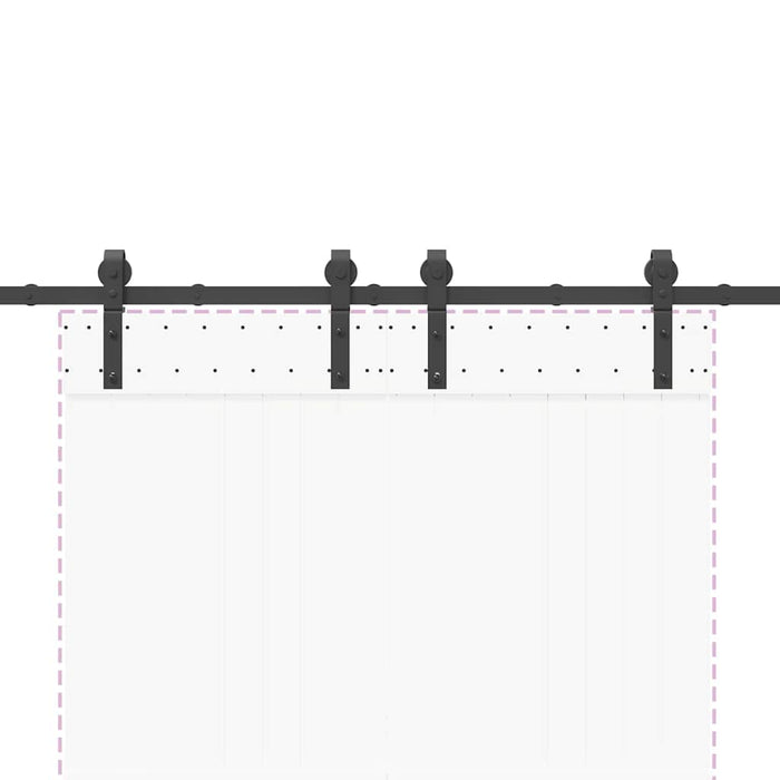 Kit di Binari per Porte Scorrevoli 200 cm Acciaio Nero 4009745