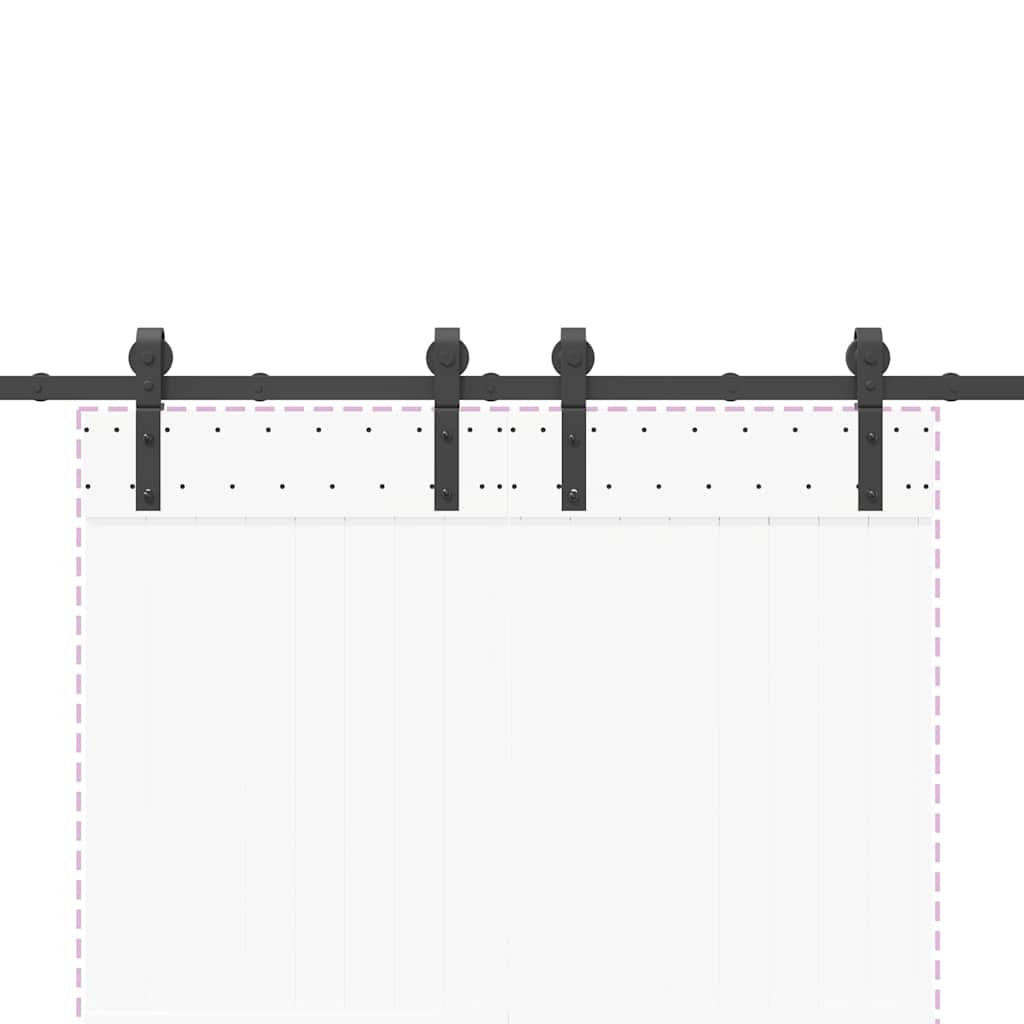 Kit di Binari per Porte Scorrevoli 200 cm Acciaio Nero