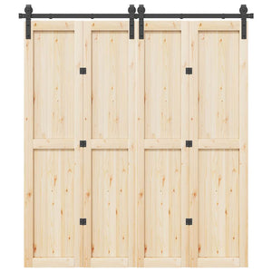 Kit di Binari per Porte Scorrevoli 200 cm Acciaio Nero