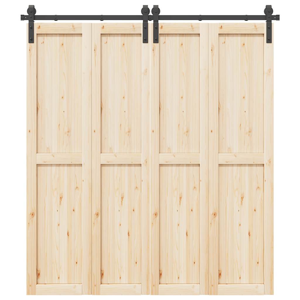 Kit di Binari per Porte Scorrevoli 200 cm Acciaio Nero 4009745