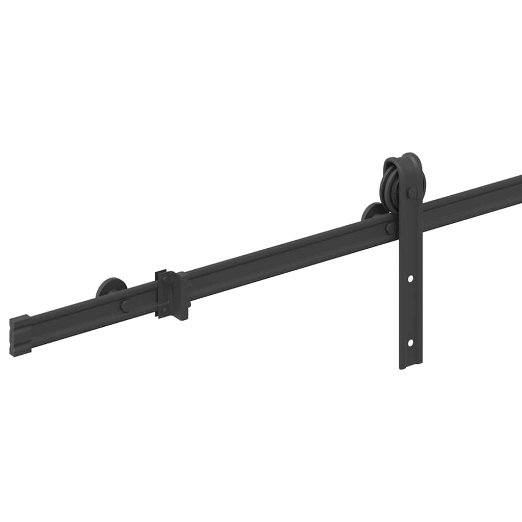 Kit di Binari per Porte Scorrevoli 200 cm Acciaio Nero 4009749