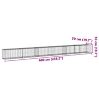 Cesto Gabbione con Copertura 600x50x50 cm in Ferro Zincato 3295137