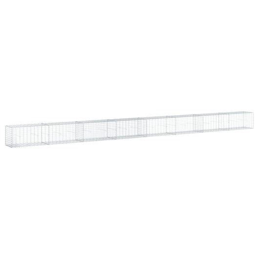 Gabbione cesto recinzione gabbia muro di contenimento con copertura 800 x 50 x 50 cm ferro zincato Argento 02_0040206