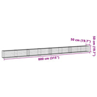 Gabbione cesto recinzione gabbia muro di contenimento con copertura 800 x 50 x 50 cm ferro zincato Argento 02_0040206