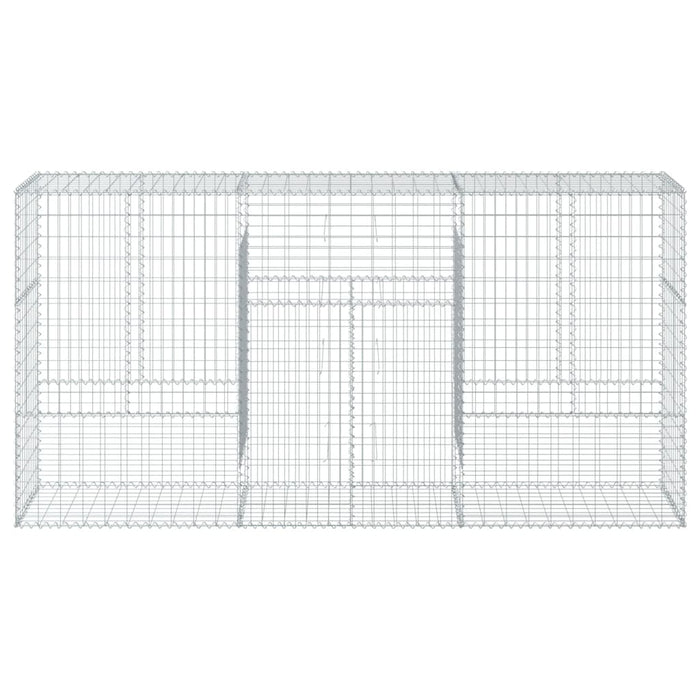 Gabbione a cesto recinto muro di contenimento con coperchio 300 x 50 x 150 cm ferro zincato argento 02_0040154