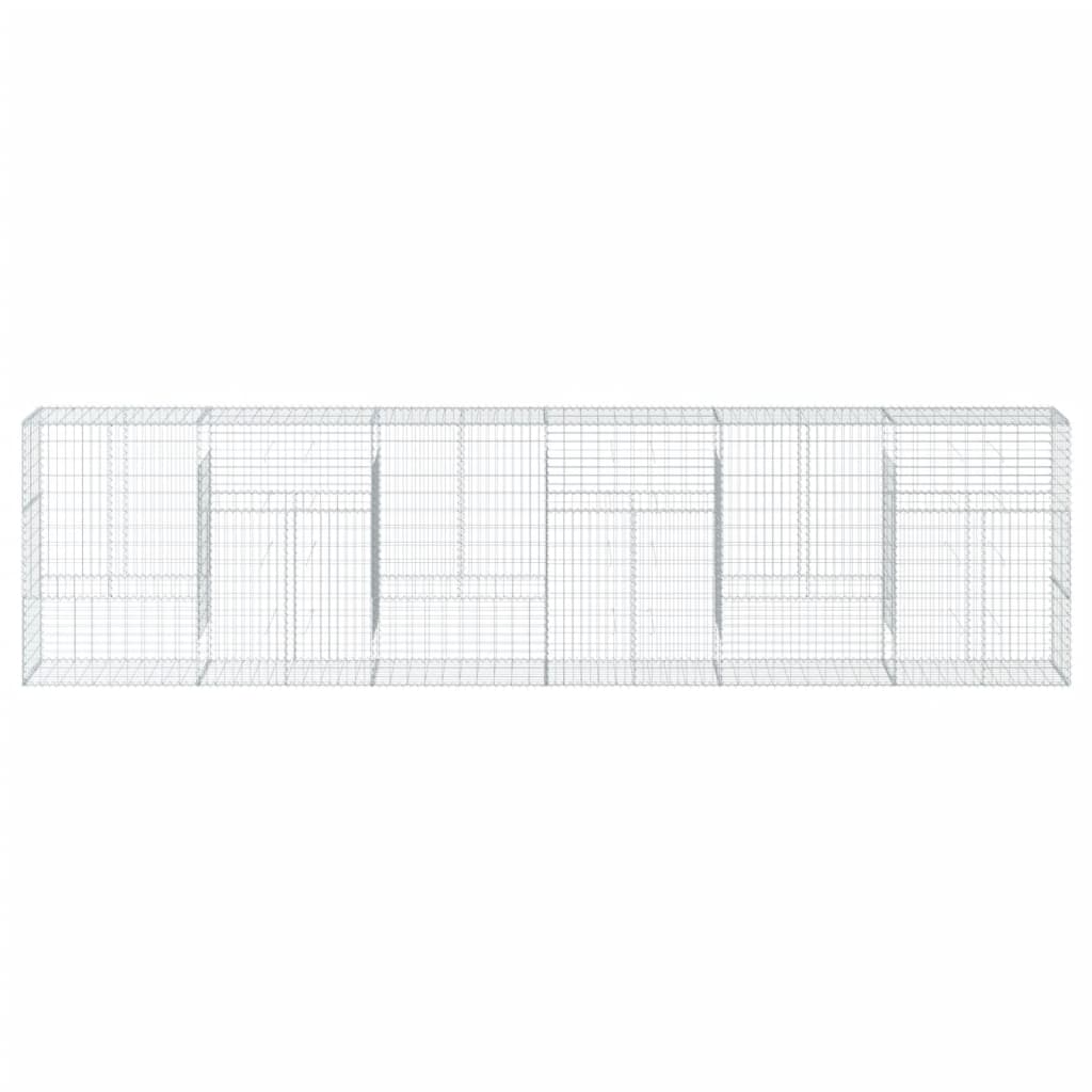 Gabbione cesto recinzione gabbia muro di contenimento con copertura 600 x 50 x 150 cm ferro zincato Argento 02_0040184