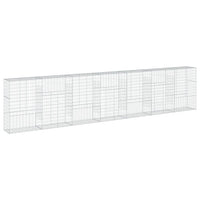 Gabbione cesto recinzione gabbia muro di contenimento con copertura 700 x 50 x 150 cm ferro zincato Argento 02_0040194