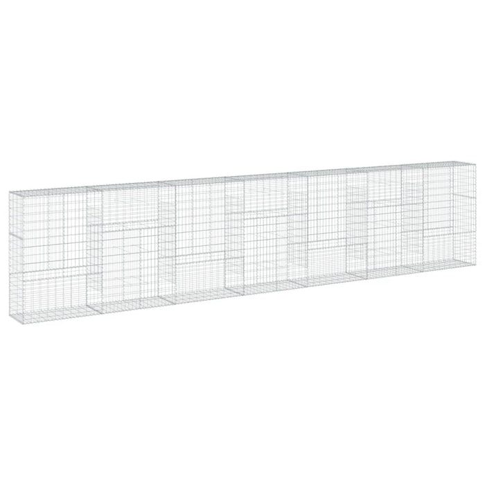Gabbione cesto recinzione gabbia muro di contenimento con copertura 700 x 50 x 150 cm ferro zincato Argento 02_0040194