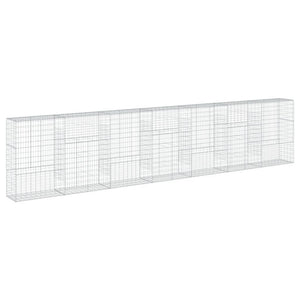 Gabbione cesto recinzione gabbia muro di contenimento con copertura 700 x 50 x 150 cm ferro zincato Argento 02_0040194