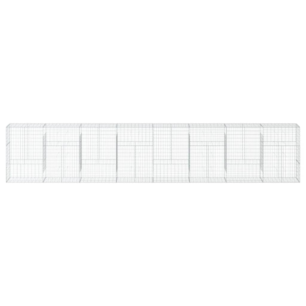 Cesto Gabbione con Copertura 800x50x150 cm in Ferro Zincato 3295161