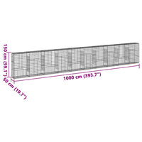 Cesto Gabbione con Copertura 1000x50x150 cm in Ferro Zincato 3295163
