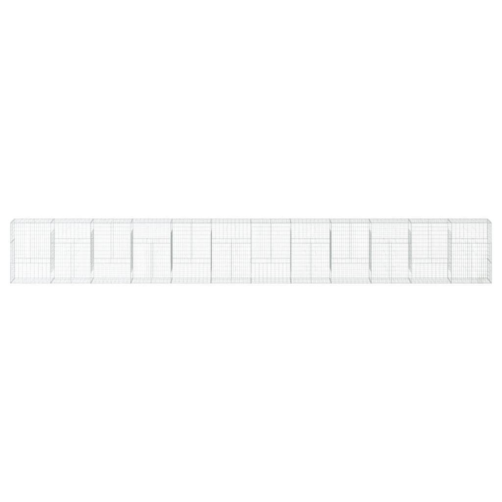 Cesto Gabbione con Copertura 1200x50x150 cm in Ferro Zincato