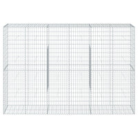 Gabbione a Cesto Muro di Sostegno con Copertura 300 x 50 x 200 cm Ferro Zincato Argento 02_0040155