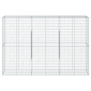 Gabbione a Cesto Muro di Sostegno con Copertura 300 x 50 x 200 cm Ferro Zincato Argento 02_0040155