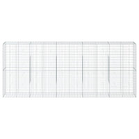 Gabbione cesto recinzione gabbia muro di contenimento con copertura 500 x 50 x 200 cm ferro zincato Argento 02_0040175