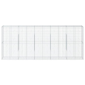 Gabbione cesto recinzione gabbia muro di contenimento con copertura 500 x 50 x 200 cm ferro zincato Argento 02_0040175