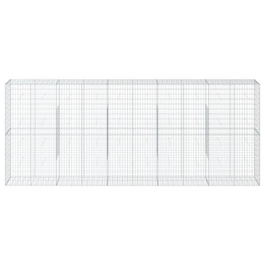 Gabbione cesto recinzione gabbia muro di contenimento con copertura 500 x 50 x 200 cm ferro zincato Argento 02_0040175