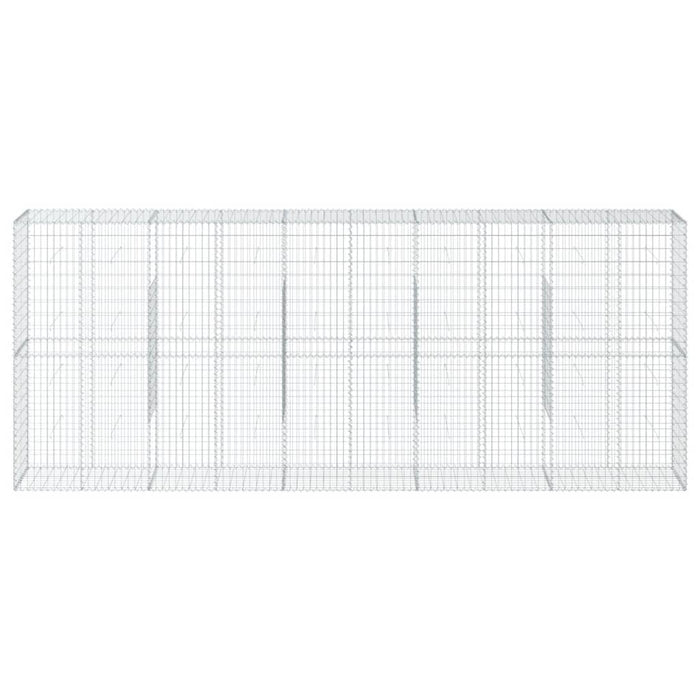 Gabbione cesto recinzione gabbia muro di contenimento con copertura 500 x 50 x 200 cm ferro zincato Argento 02_0040175