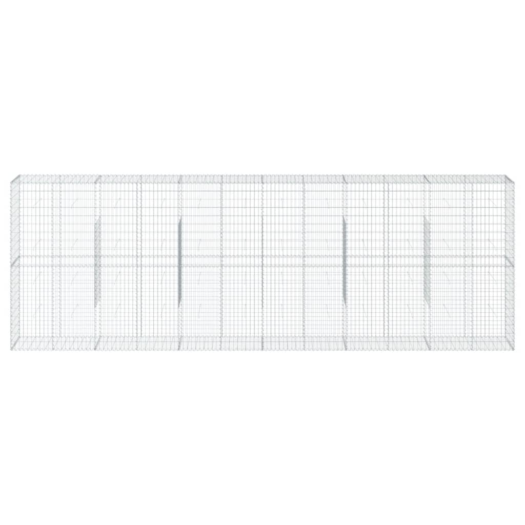 Gabbione cesto recinzione gabbia muro di contenimento con copertura 600 x 50 x 200 cm ferro zincato Argento 02_0040185