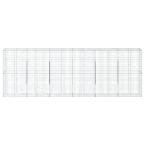 Gabbione cesto recinzione gabbia muro di contenimento con copertura 600 x 50 x 200 cm ferro zincato Argento 02_0040185