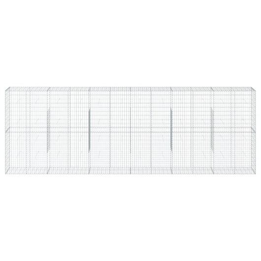 Gabbione cesto recinzione gabbia muro di contenimento con copertura 600 x 50 x 200 cm ferro zincato Argento 02_0040185