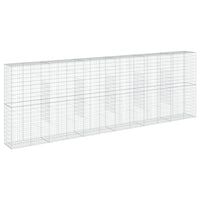 Gabbione cesto recinzione gabbia muro di contenimento con copertura 600 x 50 x 200 cm ferro zincato Argento 02_0040185
