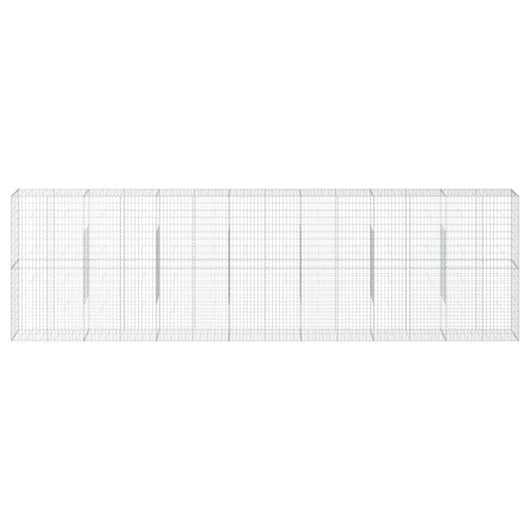 Gabbione cesto recinzione gabbia muro di contenimento con copertura 700 x 50 x 200 cm ferro zincato Argento 02_0040195